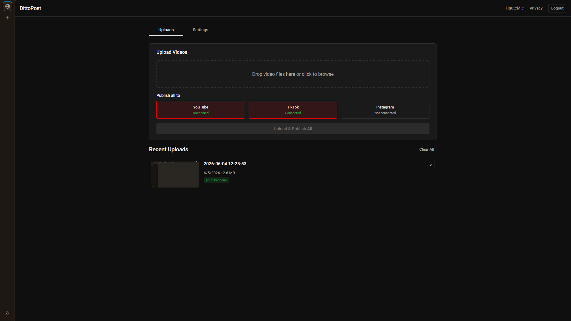 DittoPost dashboard preview
